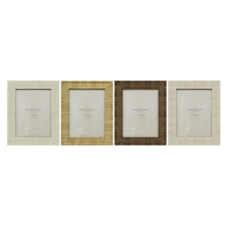 Marco de Fotos Home ESPRIT Beige Natural Cristal Poliestireno Escandin