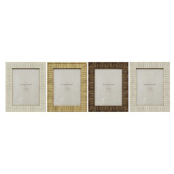 Marco de Fotos Home ESPRIT Beige Natural Cristal Poliestireno Escandin