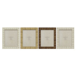 Marco de Fotos Home ESPRIT Beige Natural Cristal Poliestireno Escandin