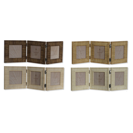 Marco de Fotos Home ESPRIT Marrón Beige Natural Marfil Cristal Polies