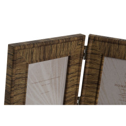 Marco de Fotos Home ESPRIT Marrón Beige Natural Marfil Cristal Polies