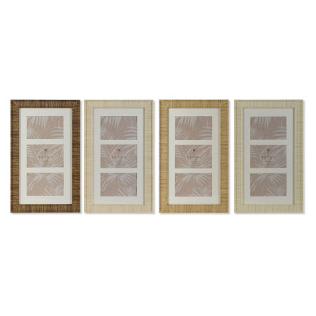 Marco de Fotos Home ESPRIT Blanco Marrón Beige Natural Cristal Polies