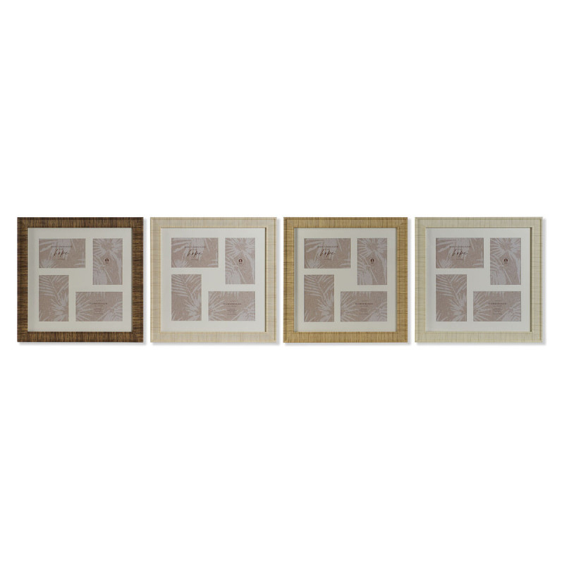 Marco de Fotos Home ESPRIT Marrón Beige Natural Marfil Cristal Polies