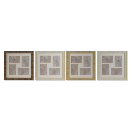 Marco de Fotos Home ESPRIT Marrón Beige Natural Marfil Cristal Polies