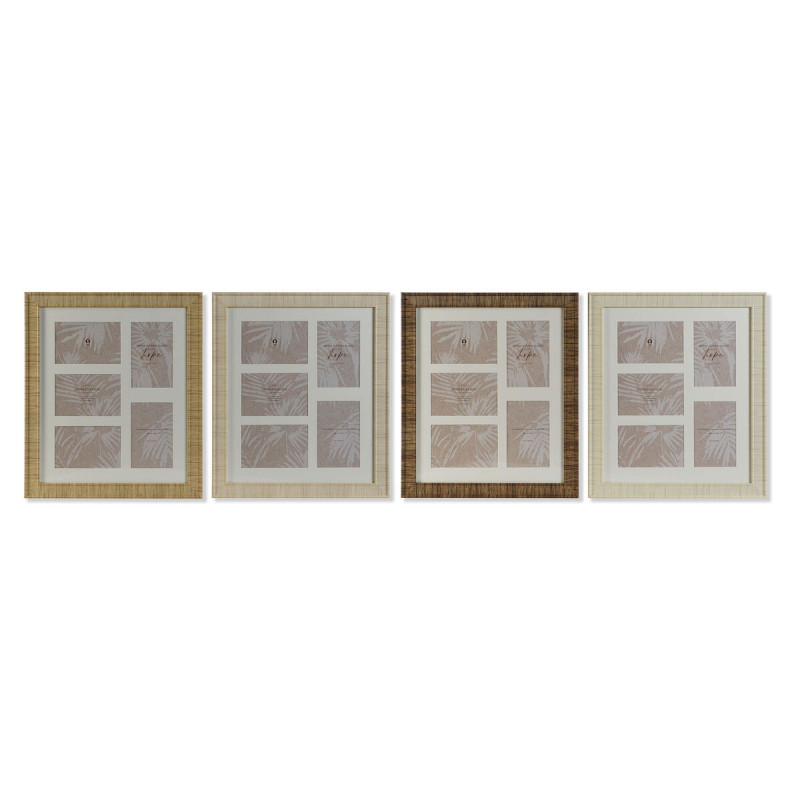 Marco de Fotos Home ESPRIT Marrón Beige Natural Marfil Cristal Polies