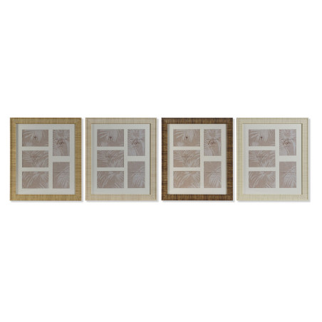 Marco de Fotos Home ESPRIT Marrón Beige Natural Marfil Cristal Polies
