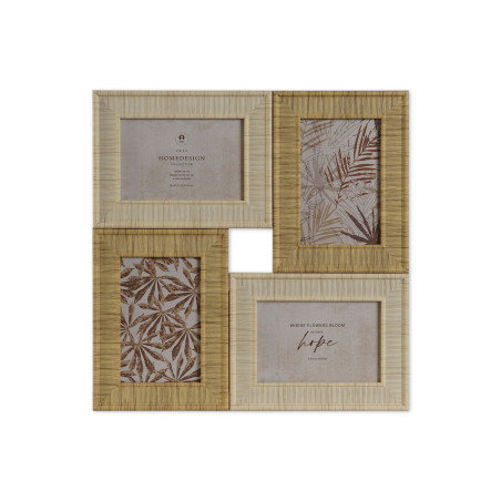 Marco de Fotos Home ESPRIT Beige Natural Cristal Poliestireno Escandin