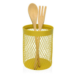 Bote para Utensilios de Cocina Versa Amarillo Acero 11,5 x 15,5 x 11,5