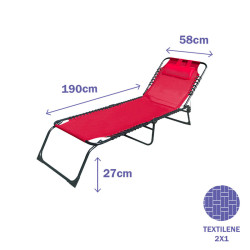 Marbueno Tumbona Plegable Acero Con Cojin Jardin y Piscina 190X58X27 c