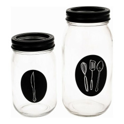 Organizador para Cubiertos Negro Metal Transparente Vidrio 9 x 9 x 17