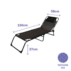Marbueno Tumbona Plegable Acero Con Cojin Jardin y Piscina 190X58X27 c
