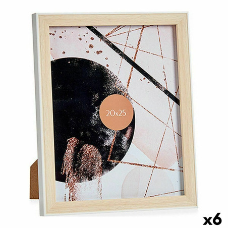 Marco de Fotos Madera Marrón Blanco Plástico Vidrio (22,6 x 2 x 27,6