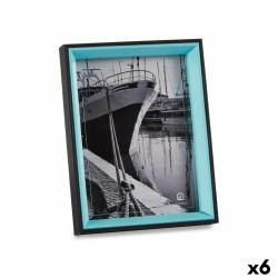Marco de Fotos Cristal Negro Azul Madera MDF (3 x 22 x 17 cm) (6 Unida