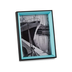 Marco de Fotos Cristal Negro Azul Madera MDF (3 x 22 x 17 cm) (6 Unida