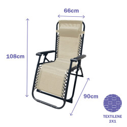 Marbueno Tumbona Plegable Acero Con Cojin Jardin y Piscina 90X66X108 c