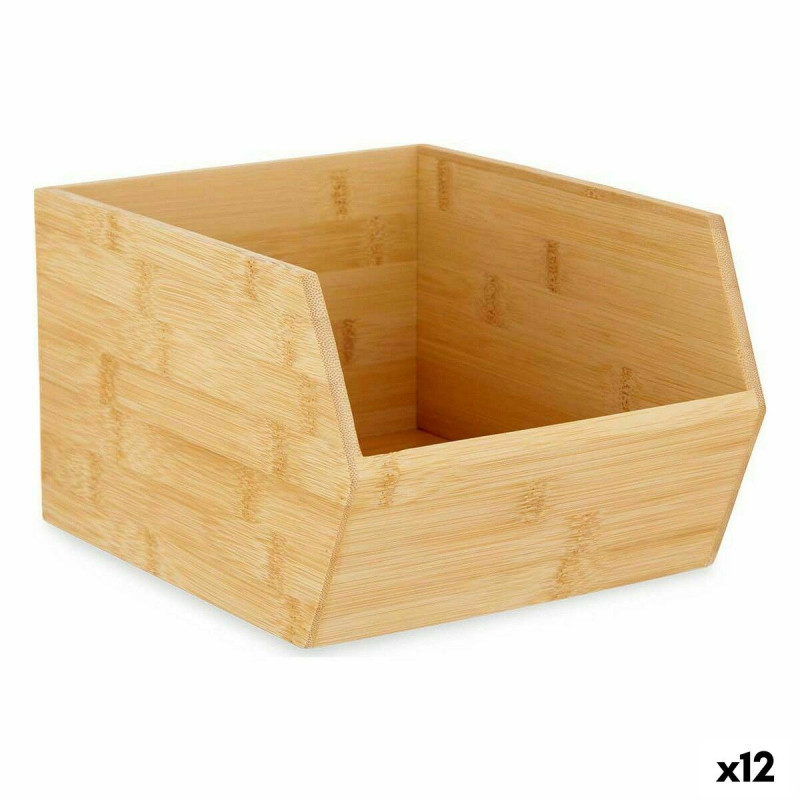 Caja Organizadora Apilable Marrón Bambú 20,1 x 15,1 x 25 cm (12 Unid