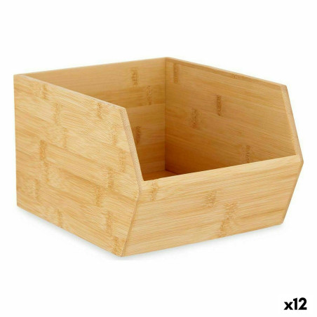 Caja Organizadora Apilable Marrón Bambú 20,1 x 15,1 x 25 cm (12 Unid