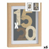 Portafotos de Pared Natural Vidrio Madera MDF 20,5 x 2,5 x 26,5 cm (6