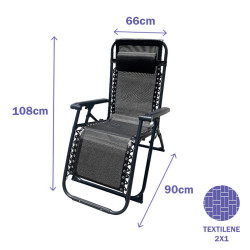 Marbueno Tumbona Plegable Acero Con Cojin Jardin y Piscina 90X66X108 c