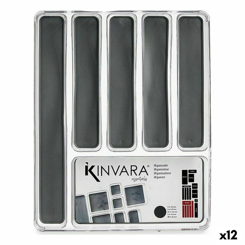 Organizador para Cubiertos Plástico reciclado Gris 32,3 x 4,5 x 40 cm