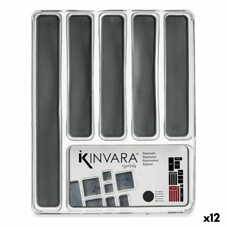 Organizador para Cubiertos Plástico reciclado Gris 32,3 x 4,5 x 40 cm