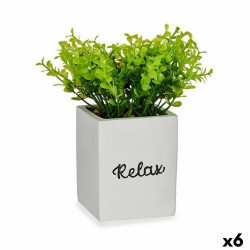 Planta Decorativa Hojas Pequeña Plástico Cemento 13 x 18 x 13 cm (6