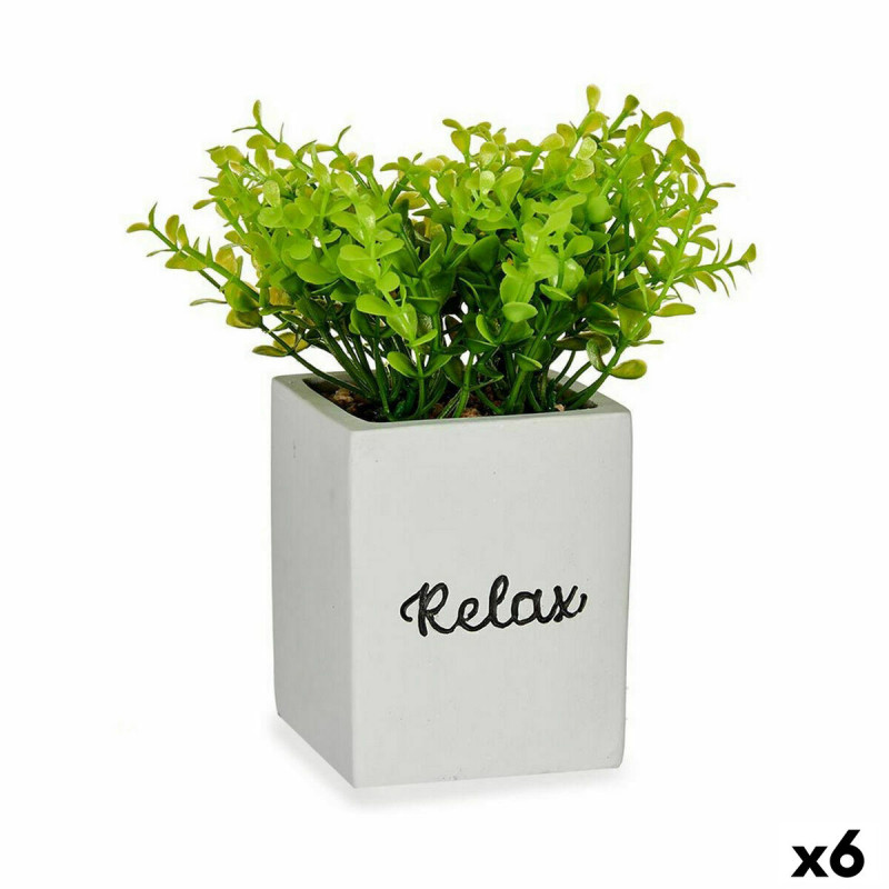 Planta Decorativa Hojas Pequeña Plástico Cemento 13 x 18 x 13 cm (6 Planta Decorativa Hojas Pequeña Plástico Cemento 13 x 18 x 13 cm (6