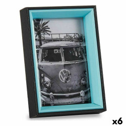 Marco de Fotos 3 x 17 x 12 cm Cristal Negro Azul Madera MDF (6 Unidade