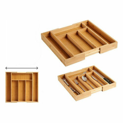 Organizador para Cubiertos Compartimento adaptable Extensible Bambú (