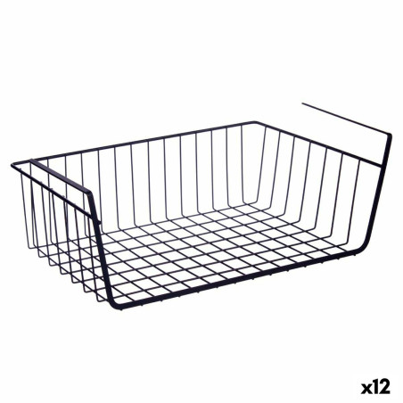 Cesta para Estante de Cocina Negro Hierro 42 x 14 x 26 cm (12 Unidades
