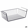 Cesta para Estante de Cocina Negro Hierro 42 x 14 x 26 cm (12 Unidades