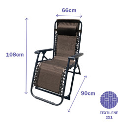 Marbueno Tumbona Plegable Acero Con Cojin Jardin y Piscina 90X66X108 c