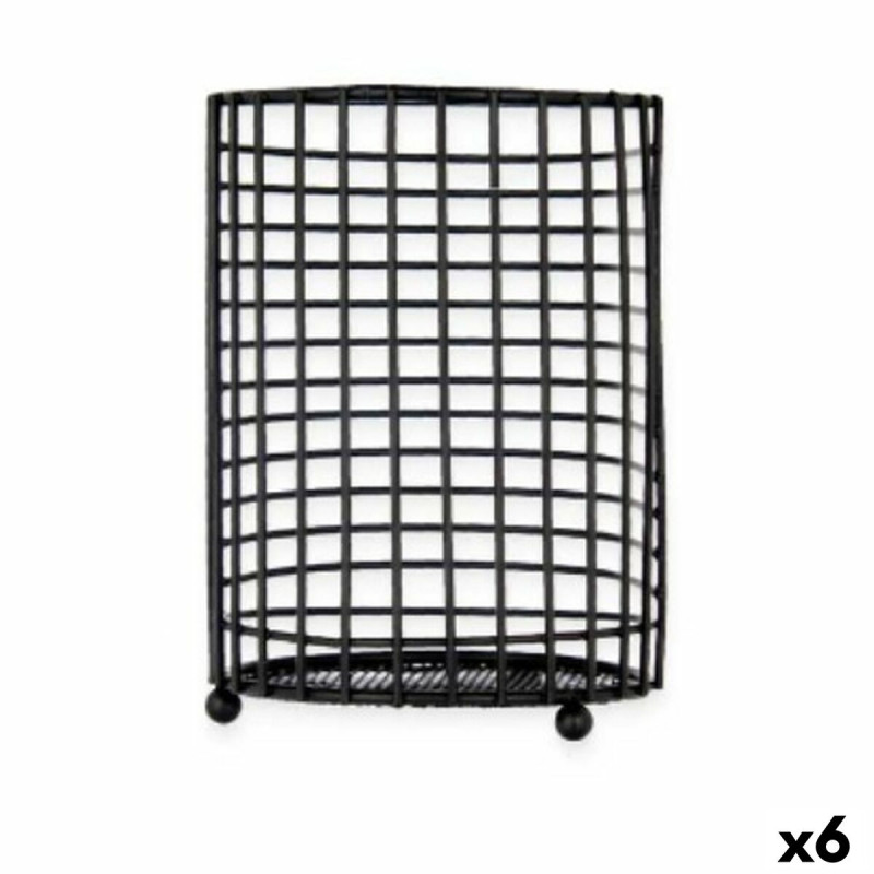 Bote para Utensilios de Cocina Negro Metal 11,3 x 16 x 11,3 cm (6 Unid