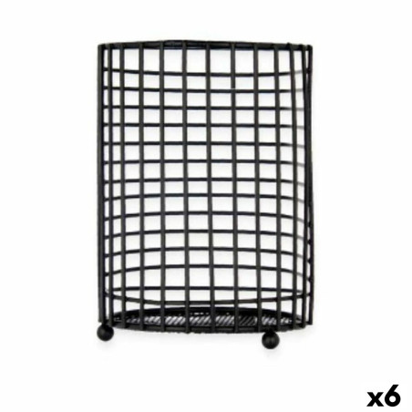 Bote para Utensilios de Cocina Negro Metal 11,3 x 16 x 11,3 cm (6 Unid