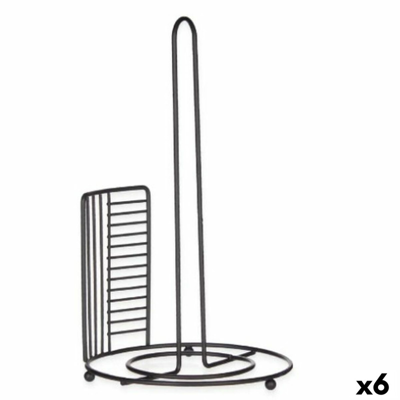 Portarrollo de Papel de Cocina Negro Metal 18,5 x 31,5 x 18,5 cm (6 Un