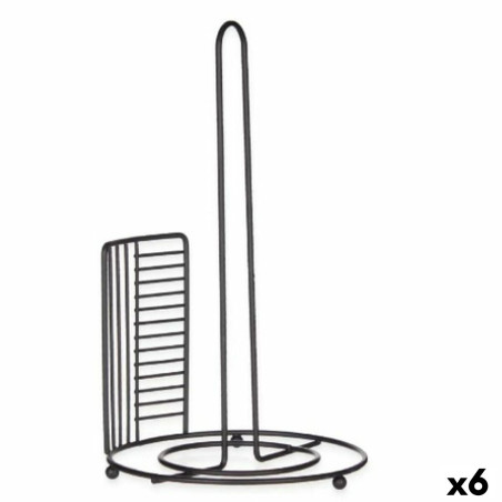 Portarrollo de Papel de Cocina Negro Metal 18,5 x 31,5 x 18,5 cm (6 Un