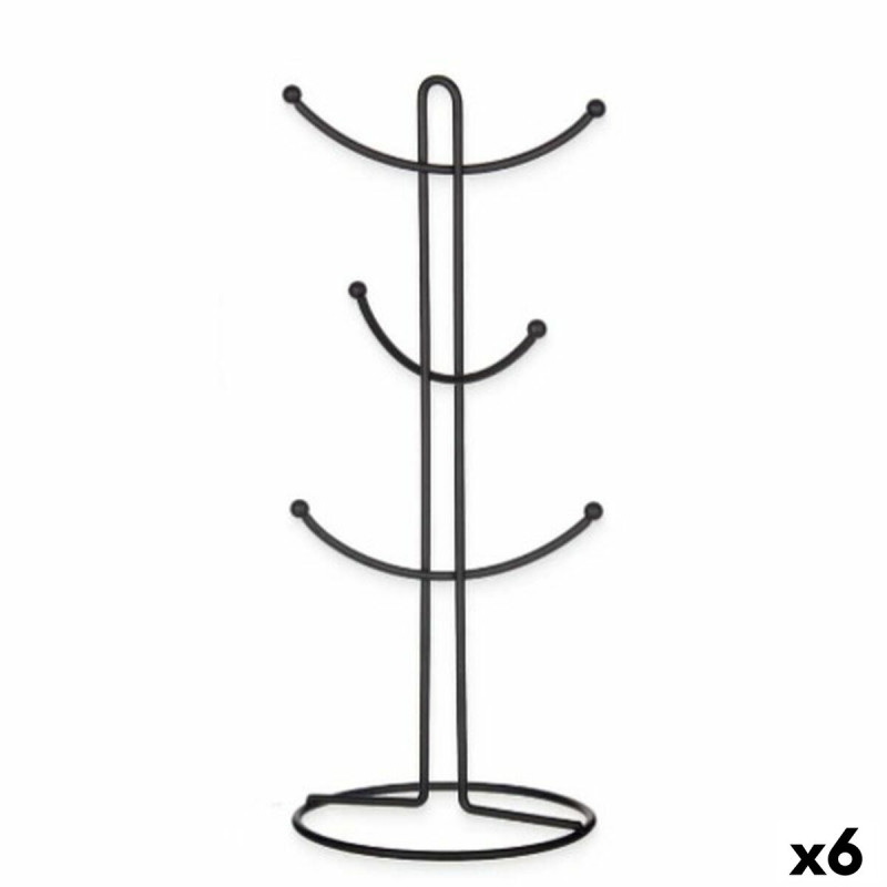 Colgador para tazas Negro Metal 16 x 39 x 16 cm (6 Unidades) Colgador para tazas Negro Metal 16 x 39 x 16 cm (6 Unidades)