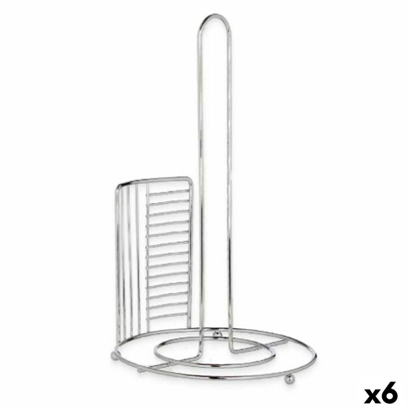 Portarrollo de Papel de Cocina Plateado Metal 18,5 x 31,5 x 18,5 cm (6 Portarrollo de Papel de Cocina Plateado Metal 18,5 x 31,5 x 18,5 cm (6