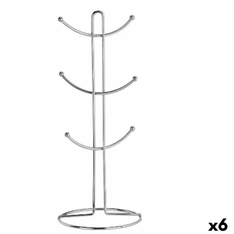 Colgador para tazas Plateado Metal 16 x 39 x 16 cm (6 Unidades) Colgador para tazas Plateado Metal 16 x 39 x 16 cm (6 Unidades)