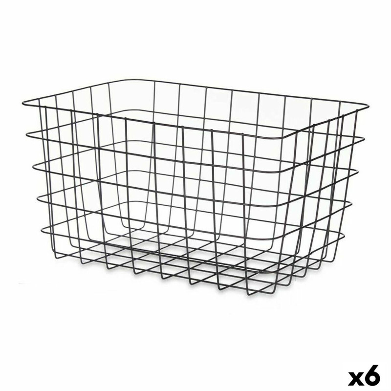 Cesta Multiusos Negro Metal 38,5 x 20,5 x 28 cm Rectangular (6 Unidade
