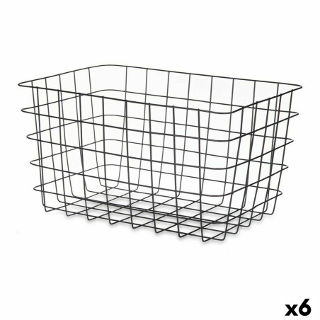 Cesta Multiusos Negro Metal 38,5 x 20,5 x 28 cm Rectangular (6 Unidade