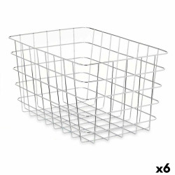 Cesta Multiusos Plateado Metal 38 x 21 x 26 cm Rectangular (6 Unidades