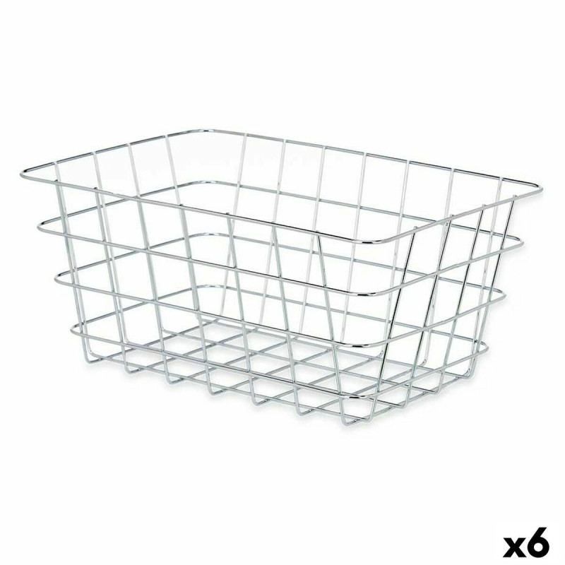 Cesta Multiusos Plateado Metal 31 x 14 x 21 cm Rectangular (6 Unidades Cesta Multiusos Plateado Metal 31 x 14 x 21 cm Rectangular (6 Unidades