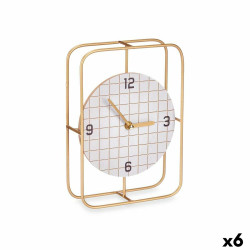 Reloj de Mesa A cuadros Negro Metal Madera MDF 18,5 x 25,5 x 6 cm (6 U