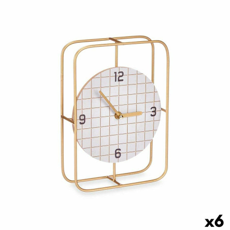 Reloj de Mesa A cuadros Negro Metal Madera MDF 18,5 x 25,5 x 6 cm (6 U