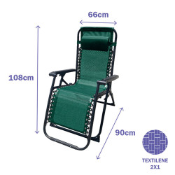 Marbueno Tumbona Plegable Acero Con Cojin Jardin y Piscina 90X66X108 c