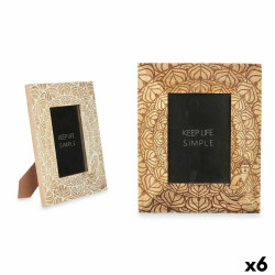 Marco de Fotos Blanco Marrón Madera de mango Buda 22,3 x 28 x 1,5 cm