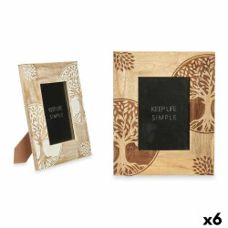 Marco de Fotos Blanco Marrón Madera de mango Árbol de la vida 22,3 x