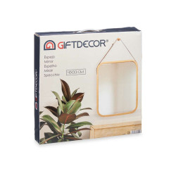 Espejo Colgante Natural Cuero Bambú Rectangular 34 x 41,5 x 1,5 cm (6