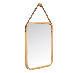 Espejo Colgante Natural Cuero Bambú Rectangular 34 x 41,5 x 1,5 cm (6